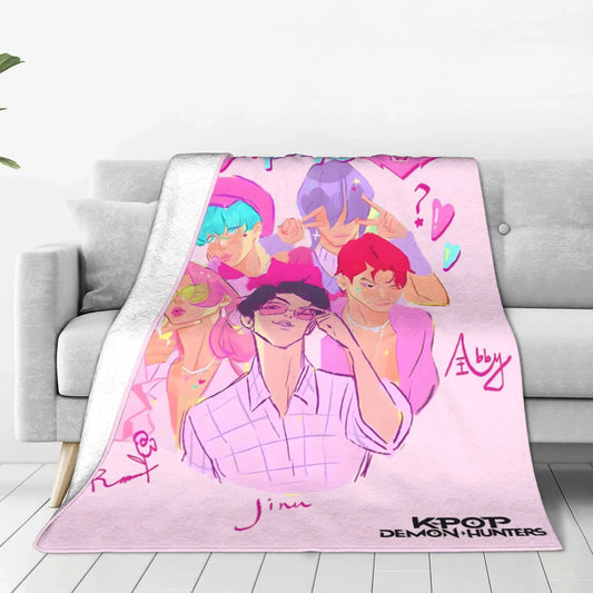 Saja Boys Kpop Demon Hunters Blanket – Cozy Coral Fleece Throw for Fans