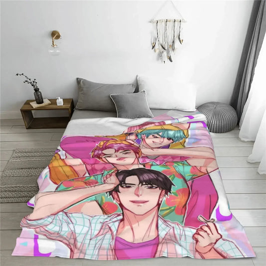 Sajaboys Cozy Flannel Blanket – KPop Demon Hunter Anime Warm Throw